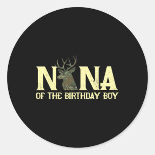 Sticker Rond Nana Du Boy Deer Hunter Camouflage Fl