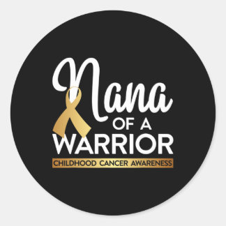 Sticker Rond Nana D'Un Guerrier Cancer De L'Enfance Ruban Or