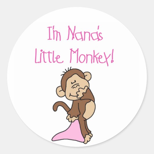 Sticker Rond Nana's Monkey - T-shirts et cadeaux roses (Devant)