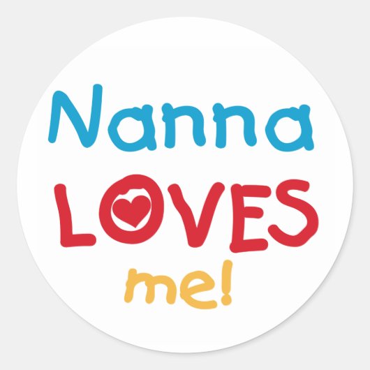 Sticker Rond Nanna aime mes t-shirts et cadeaux (Devant)