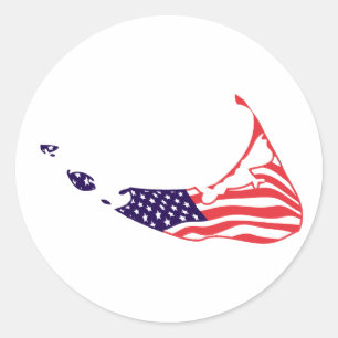 Sticker Rond Nantucket MA - Design de carte.