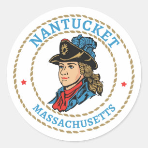 Sticker Rond Nantucket Massachusetts Colonial