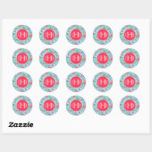Sticker Rond Nantucket Preppy Palm Beach Imprimer Monogramme (Feuille)