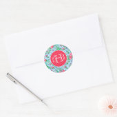Sticker Rond Nantucket Preppy Palm Beach Imprimer Monogramme (Enveloppe)