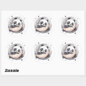 Sticker Rond Nap Aquarelle Bébé Panda Ours (Feuille)