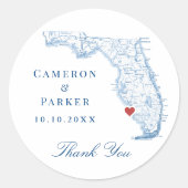 Sticker Rond Naples Florida Mariage Merci (Devant)
