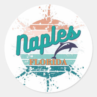 Sticker Rond Naples Florida Retro Vintage Explosion coucher de