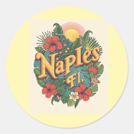 Sticker Rond Naples florida rêve  (Devant)