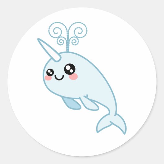 Sticker Rond Narwhal Cutie (Devant)