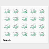Sticker Rond Narwhal Green | Caricature Mint Chibi Sea Life (Feuille)