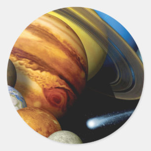 Sticker Rond NASA JPL Système solaire Planètes Montage Photos s