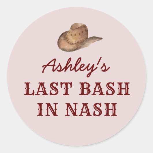 Sticker Rond Nash Bash Nashville Bachelorette Dernier Bash À Na (Devant)