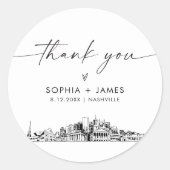 Sticker Rond Nashville Merci Favor 3" (feuille de 6) (Devant)