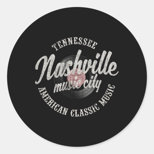 Sticker Rond Nashville Music City Vinyl (Devant)