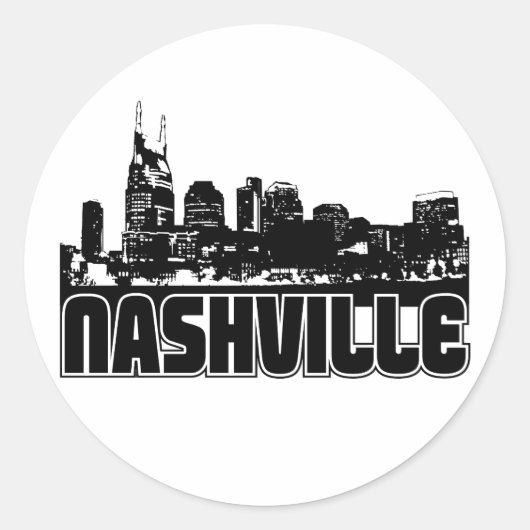 Sticker Rond Nashville Skyline (Devant)