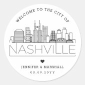 Sticker Rond Nashville Skyline | Accueil Mariage (Devant)