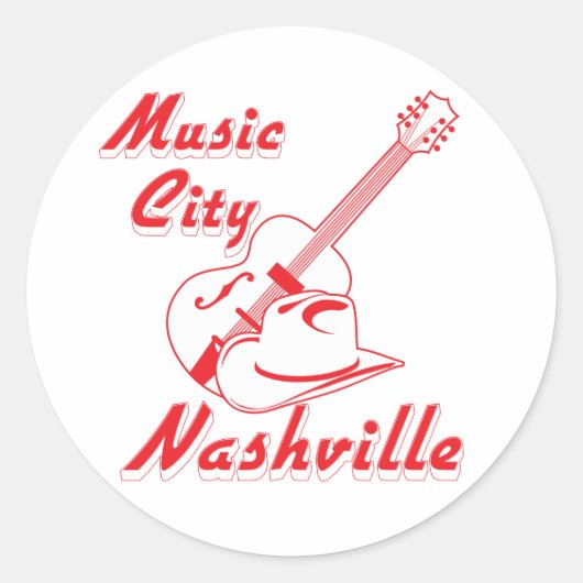 Sticker Rond Nashville. Ville de musique (Devant)