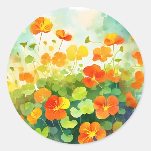 Sticker Rond Nasturtium Floral été (Devant)
