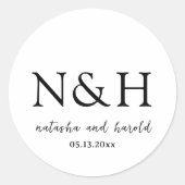Sticker Rond Natasha Monogram Mariage moderne (Devant)