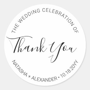 Sticker Rond Natasha Script manuscrit Mariage Favoriser Merci