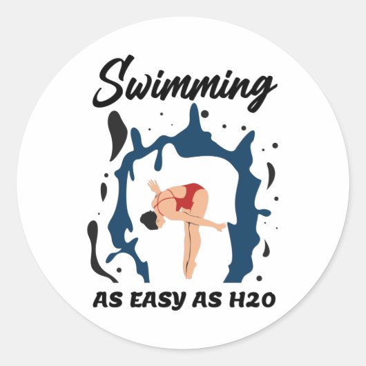 Sticker Rond Natation aussi facile que H2O - Amusante conceptio (Devant)