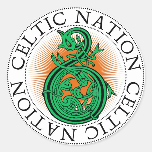 Sticker Rond Nation celtique Dragon de la Saint Patrick (Devant)
