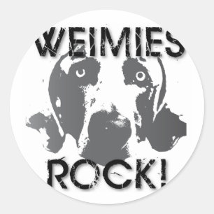 Sticker Rond Nation de Weimaraner : ROCHE de Weimies !