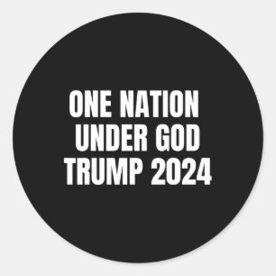 Sticker Rond Nation Under God Trump 2024 God American Flag Jesu