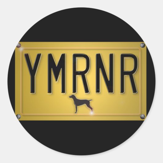 Sticker Rond Nation Weimaraner : Plaque de licence YMRNR (Devant)