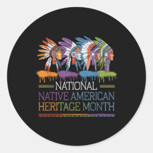 Sticker Rond National Native American Heritage Moth Heart