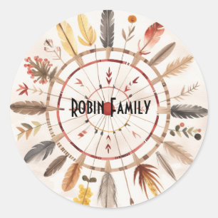 Sticker Rond Native American Art Tribe Vintage