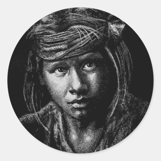 Sticker Rond Native American Boy my carte postale de dessin de  (Devant)