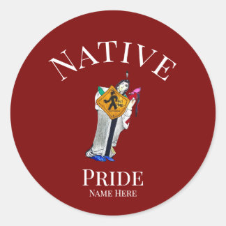 Sticker Rond Native American | Still Here | Customizable 