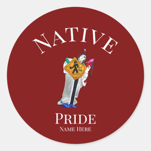 Sticker Rond Native American | Still Here | Customizable (Devant)