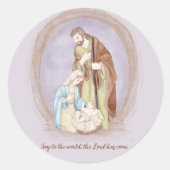 Sticker Rond Nativité aquarelle vacances personnalisée (Devant)