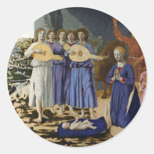 Sticker Rond NATIVITÉ DE JÉSUS, ANGES de PIERO DELLA FRANCESCA