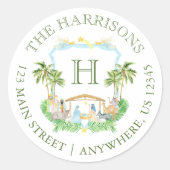 Sticker Rond Nativité de l'eau Monogramme Crest Noël (Devant)