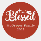 Sticker Rond Nativité de Noël Béni Rouge & Blanc (Devant)