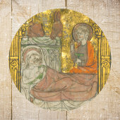 Sticker Rond Nativité de Noël chrétienne médiévale