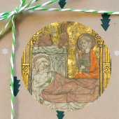 Sticker Rond Nativité de Noël chrétienne médiévale