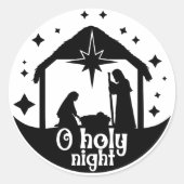 Sticker Rond Nativité en noir et blanc (Devant)
