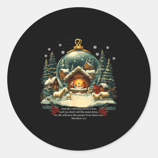 Sticker Rond Nativity Ornament Christmas Scene Matthew 1_21 (Devant)