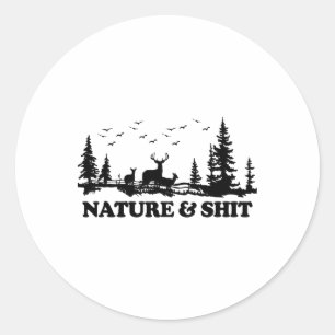 Sticker Rond Nature et cabane de lac de camp drôle randonnée ca