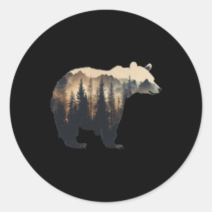Sticker Rond Nature Forêt Montagnes Arbres Faune Hommes Femmes