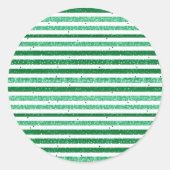 Sticker Rond Nature Green White Horizontal Glitter Stripes (Devant)