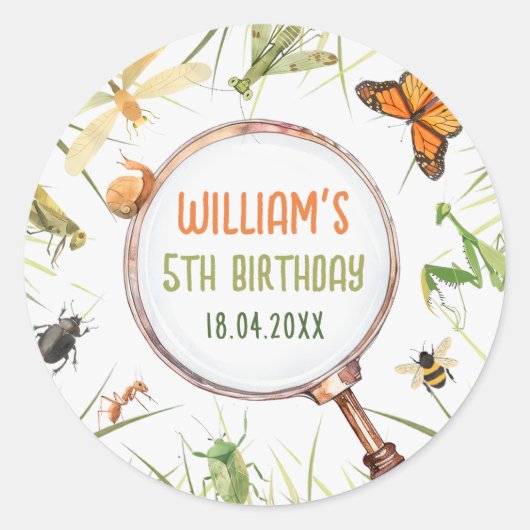 Sticker Rond Nature Insect Bugs Anniversaire (Devant)