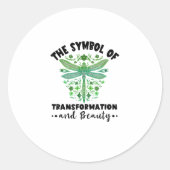 Sticker Rond Nature Insect Dragonflies Transformation Beauty Dr (Devant)