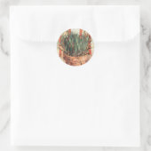 Sticker Rond Nature morte Pot de fleurs avec ciboulette par Vin (Sac)