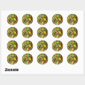 Sticker Rond Nature tropicale Parrots Oiseaux verts (Feuille)