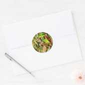 Sticker Rond Nature tropicale Parrots Oiseaux verts (Enveloppe)